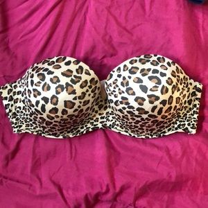 Cacique Leopard Print Strapless Bra